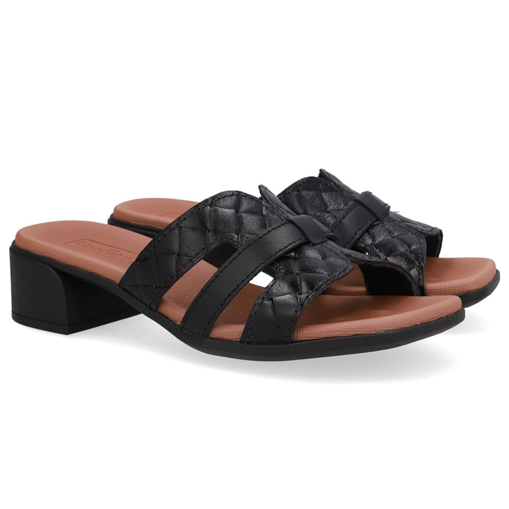 Tamanco Feminino Usaflex em Couro Preto AN27009 - Imagem 2