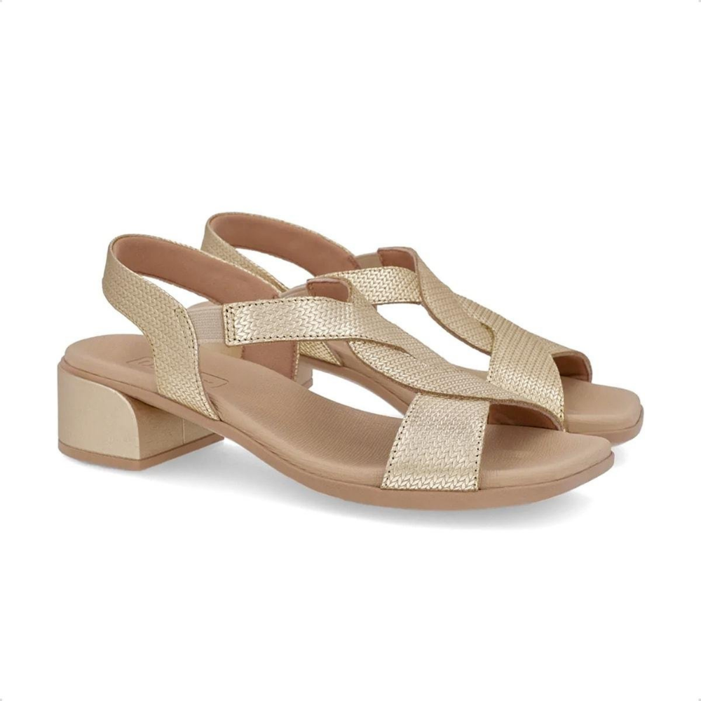 Sandália Feminina Usaflex em Couro Dourada AN27003 - Imagem 2