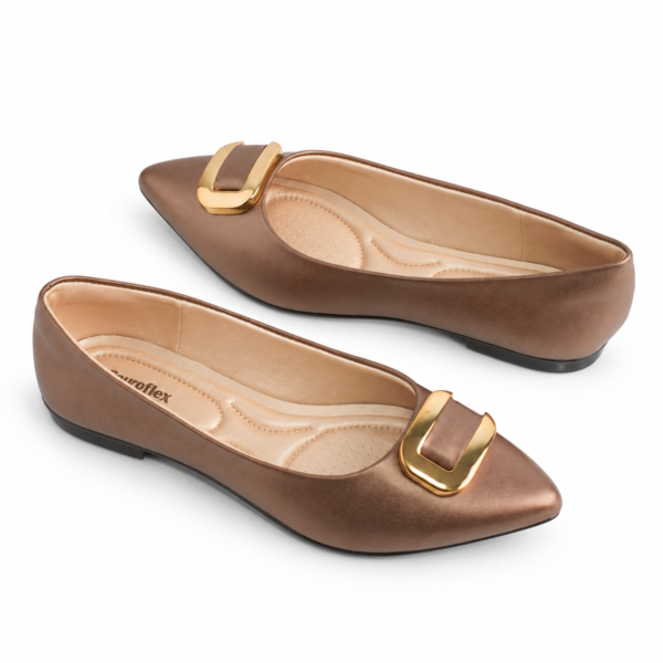 Sapatilha Feminina Couroflex Metalizado Café 574.6005