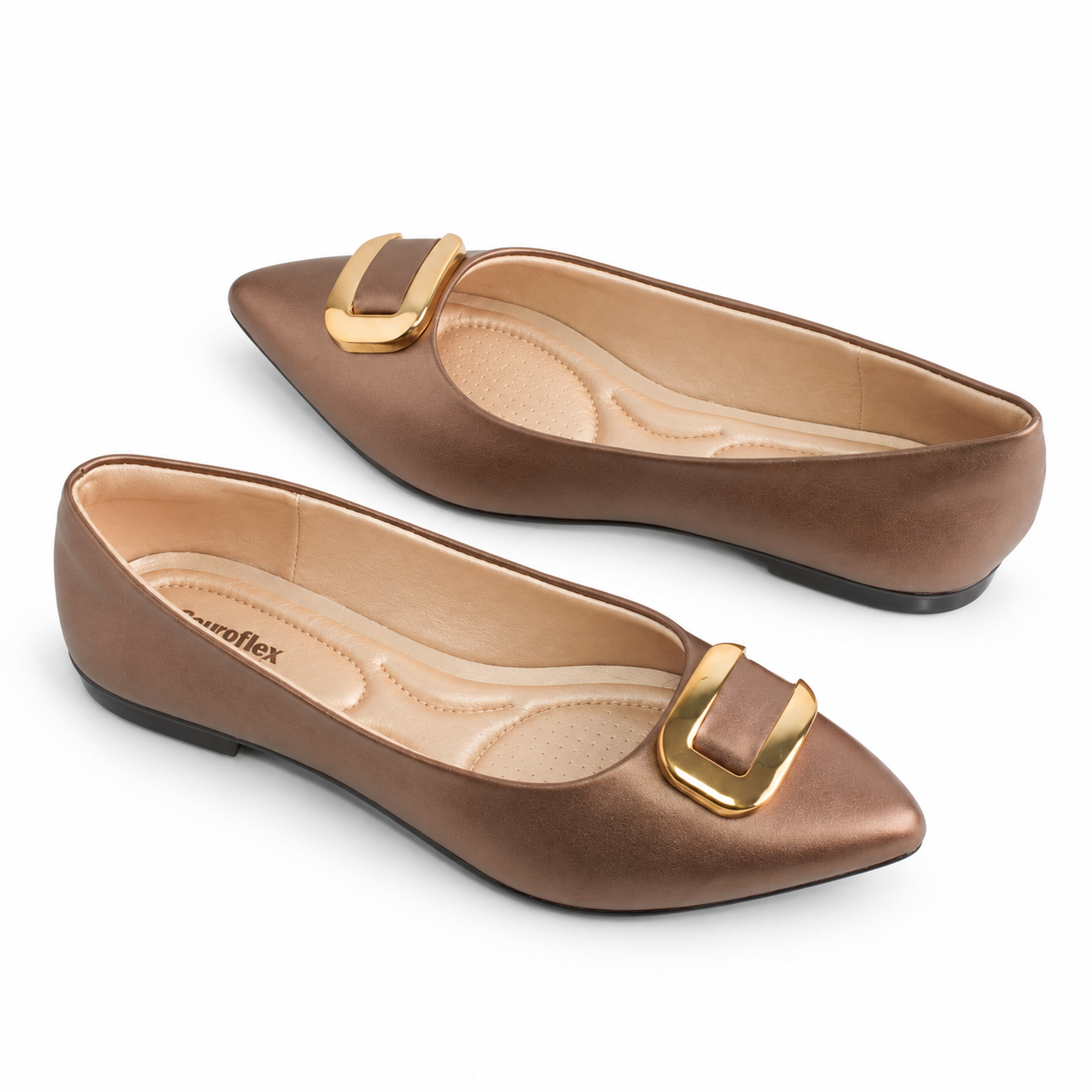 Sapatilha Feminina Couroflex Metalizado Café 574.6005 - Imagem 3