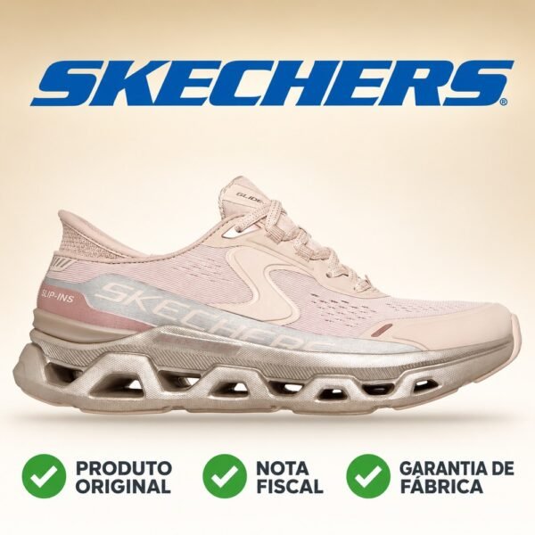 Tênis Feminino Skechers Glide-Step Altus Starlight Bege e Dourado 150514