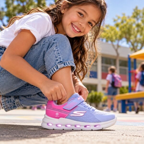 Tênis Infantil Skechers Glide-Step Lights Lilás e Rosa 303730L