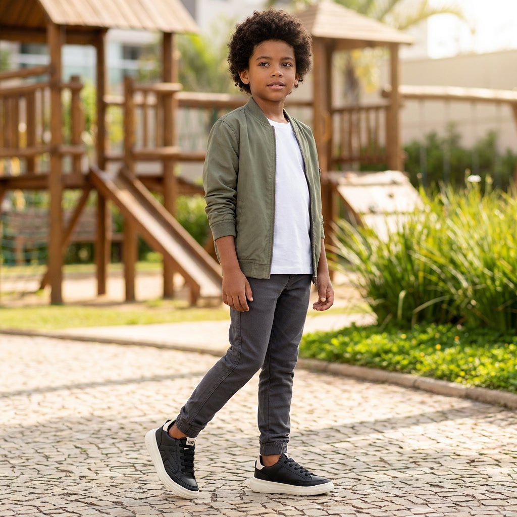 Tênis Klin Infantil Masculino Casual Conforto Preto 355001000 - Imagem 7