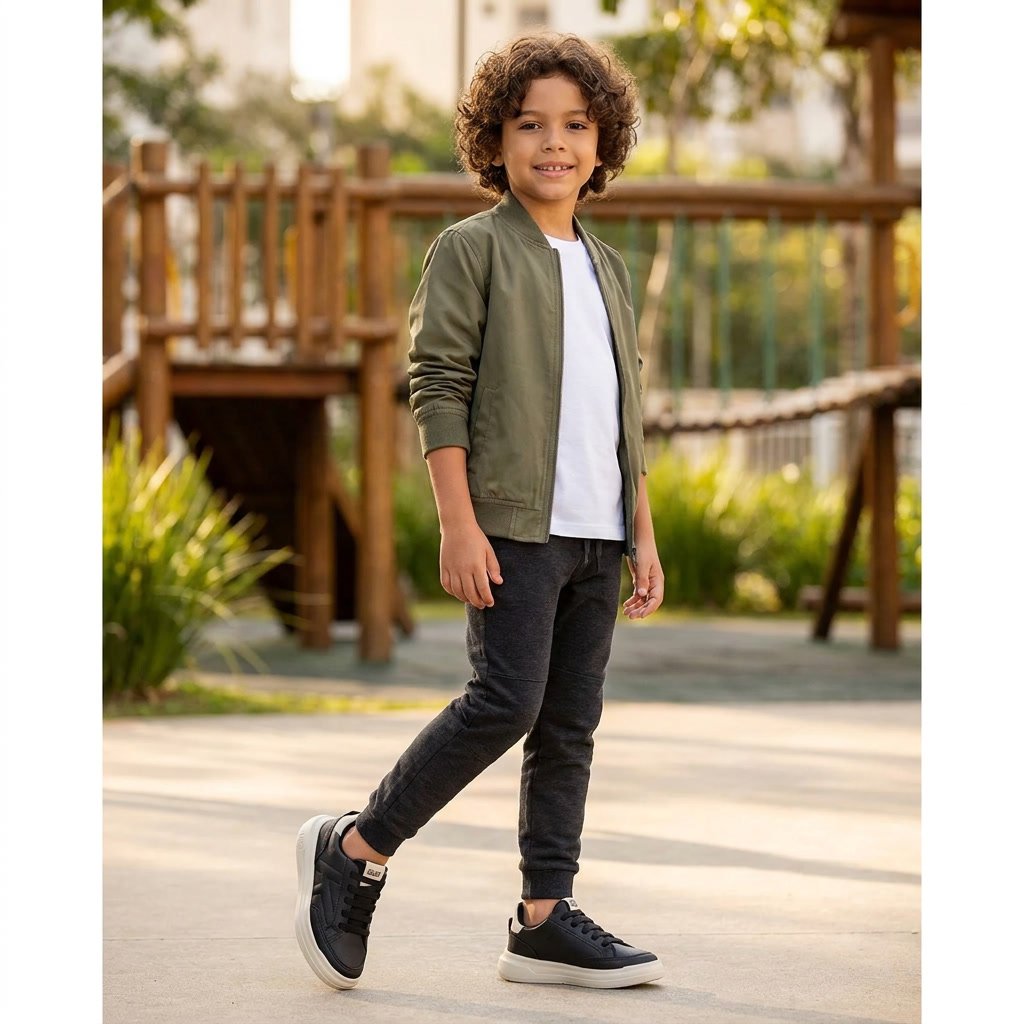 Tênis Klin Infantil Masculino Casual Conforto Preto 355001000 - Imagem 9