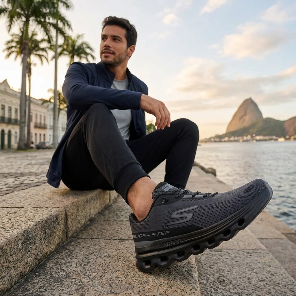 Tênis Skechers Go Run Glide Step Arch Fit Ca Masculino Preto GTM-221121 - Imagem 6