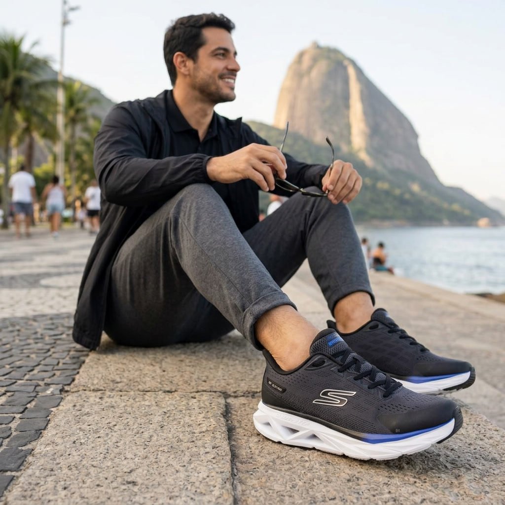 Tênis Skechers Glide-Step Vortex Masculino - Preto e Cinza - GTM-221040 - Imagem 7
