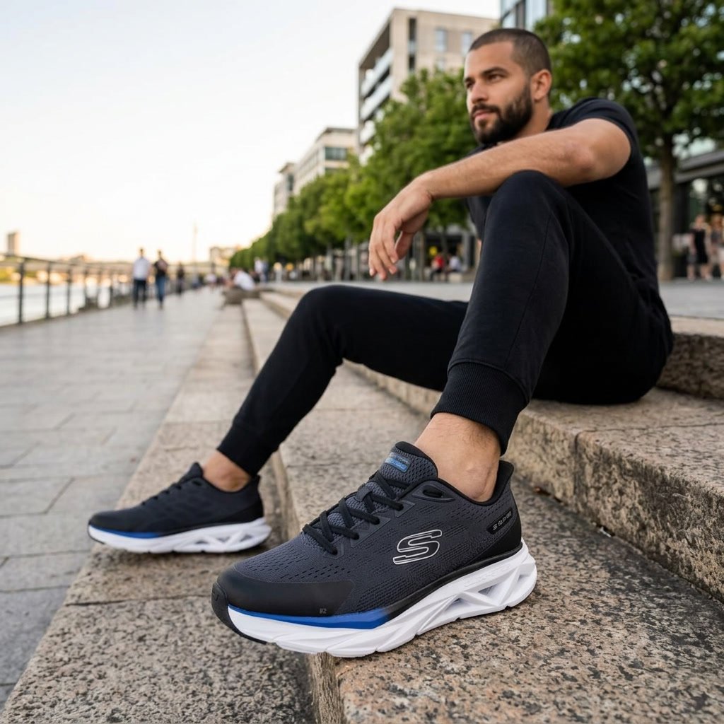 Tênis Skechers Glide-Step Vortex Masculino - Preto e Cinza - GTM-221040 - Imagem 9