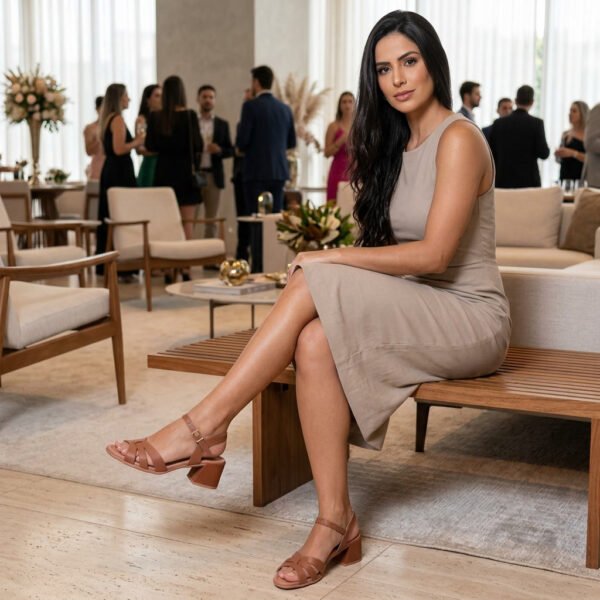 Sandália Feminina Usaflex em Couro Marrom UD25003