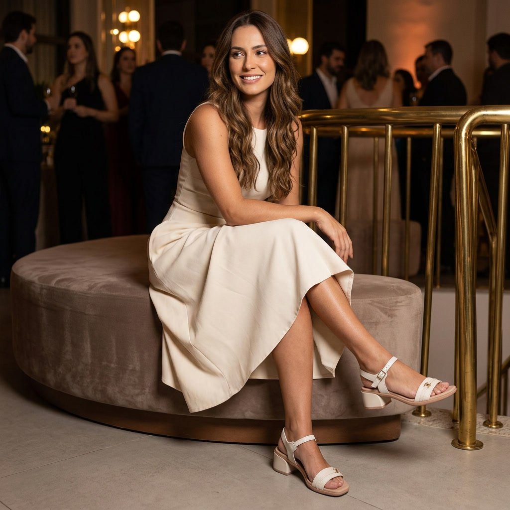 Sandália Feminina Usaflex em Couro Marfim AN27007 - Imagem 7