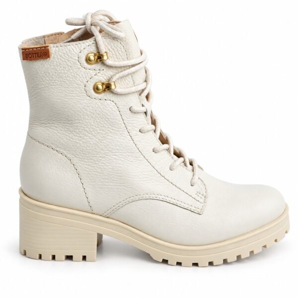 Bota Coturno Feminina Bottero em Couro Burnish Off White 349108