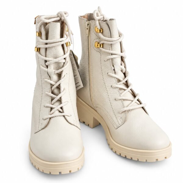 Bota Coturno Feminina Bottero em Couro Burnish Off White 349108
