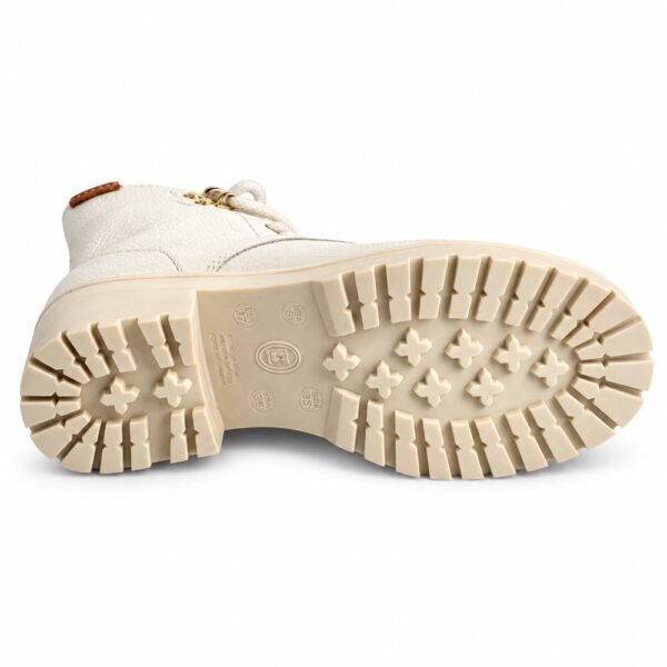 Bota Coturno Feminina Bottero em Couro Burnish Off White 349108
