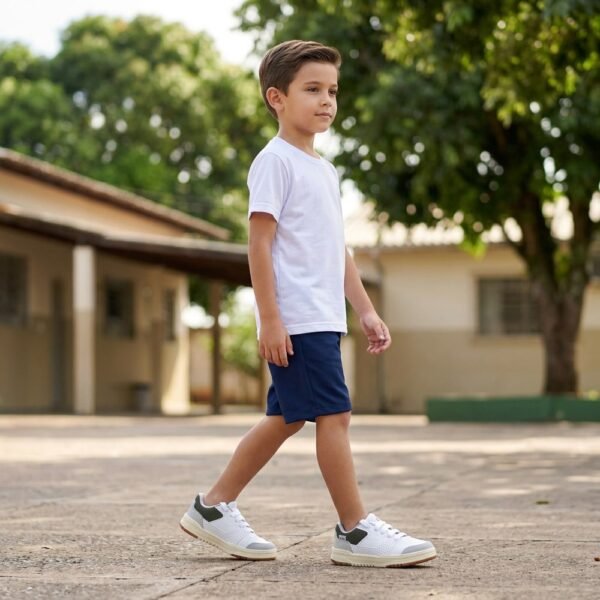 Tênis Kidy Infantil Menino K360 Estilo Respitec Branco, Cinza e Verde