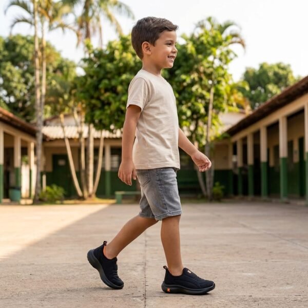 Tênis Kidy Infantil Menino Nuvem Preto e Laranja