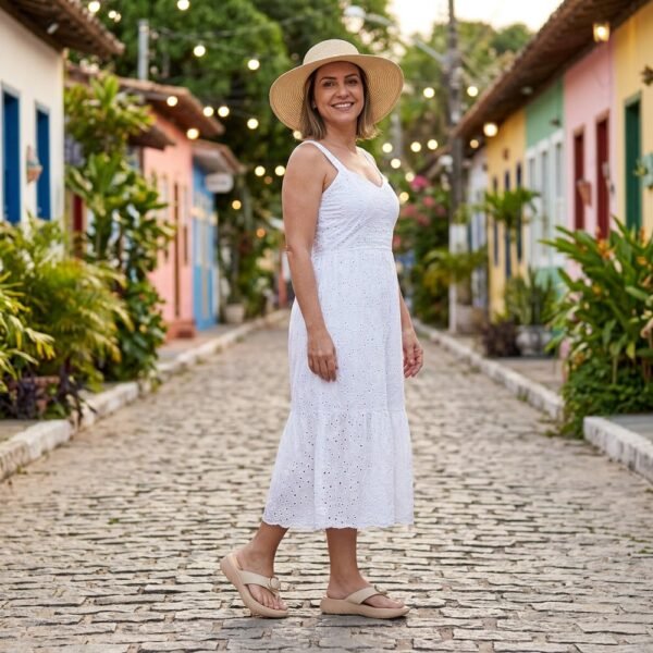 Chinelo Usaflex em Couro Vanilla AL1406
