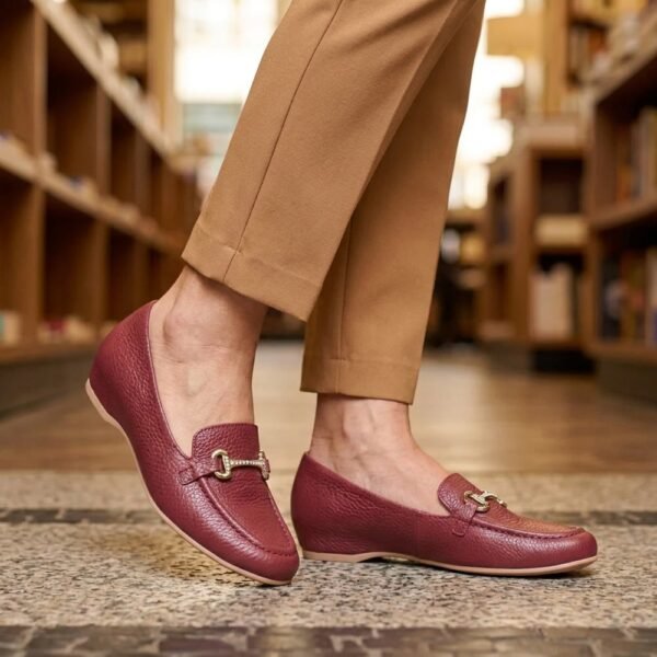 Mocassim Feminino Usaflex em Couro Bordô N2270