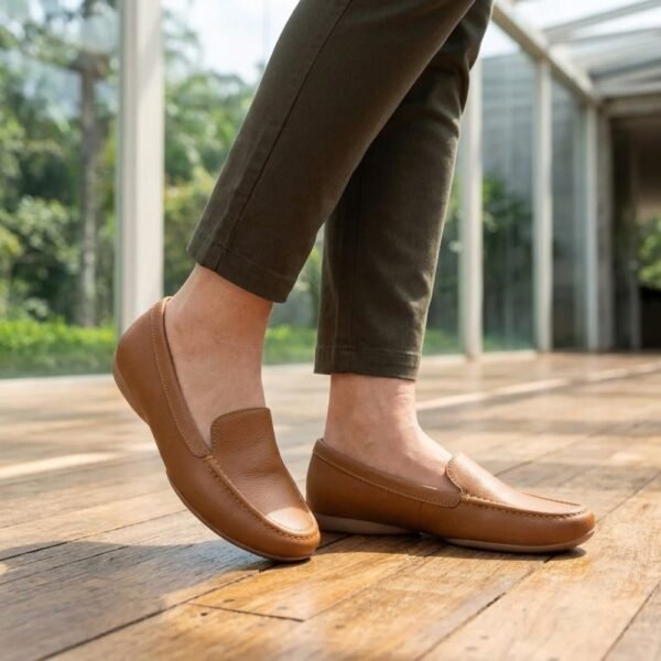 Mocassim Feminino Usaflex em Couro Marrom AJ2201