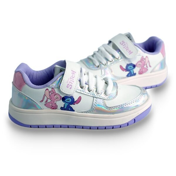 Tênis Juvenil Stitch Disney Branco/Holográfico/Lilás DST21DY