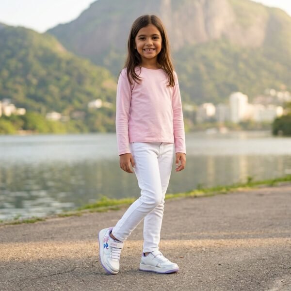 Tênis Juvenil Stitch Disney Branco/Holográfico/Lilás DST21DY