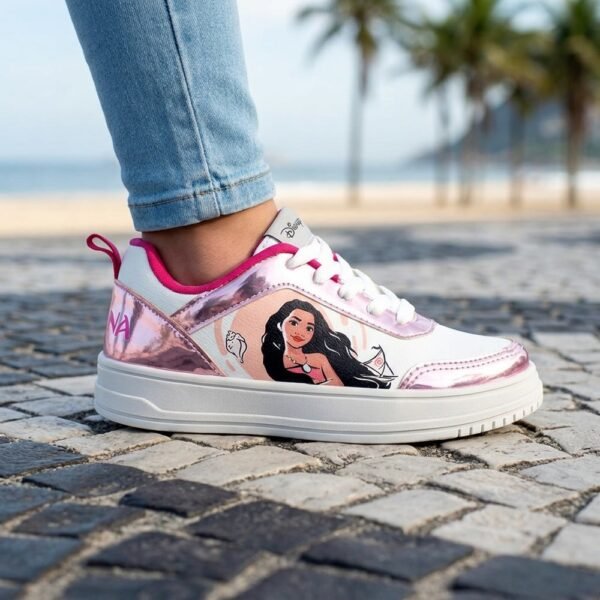 Tênis Infantil Moana Disney Branco/Rosa DMO04KR