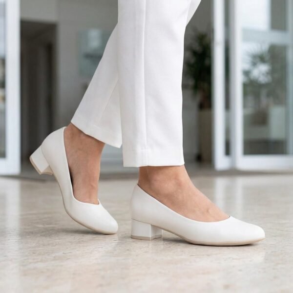 Sapato Feminino Piccadilly Salto Bloco Conforto Branco Neve 140110-521