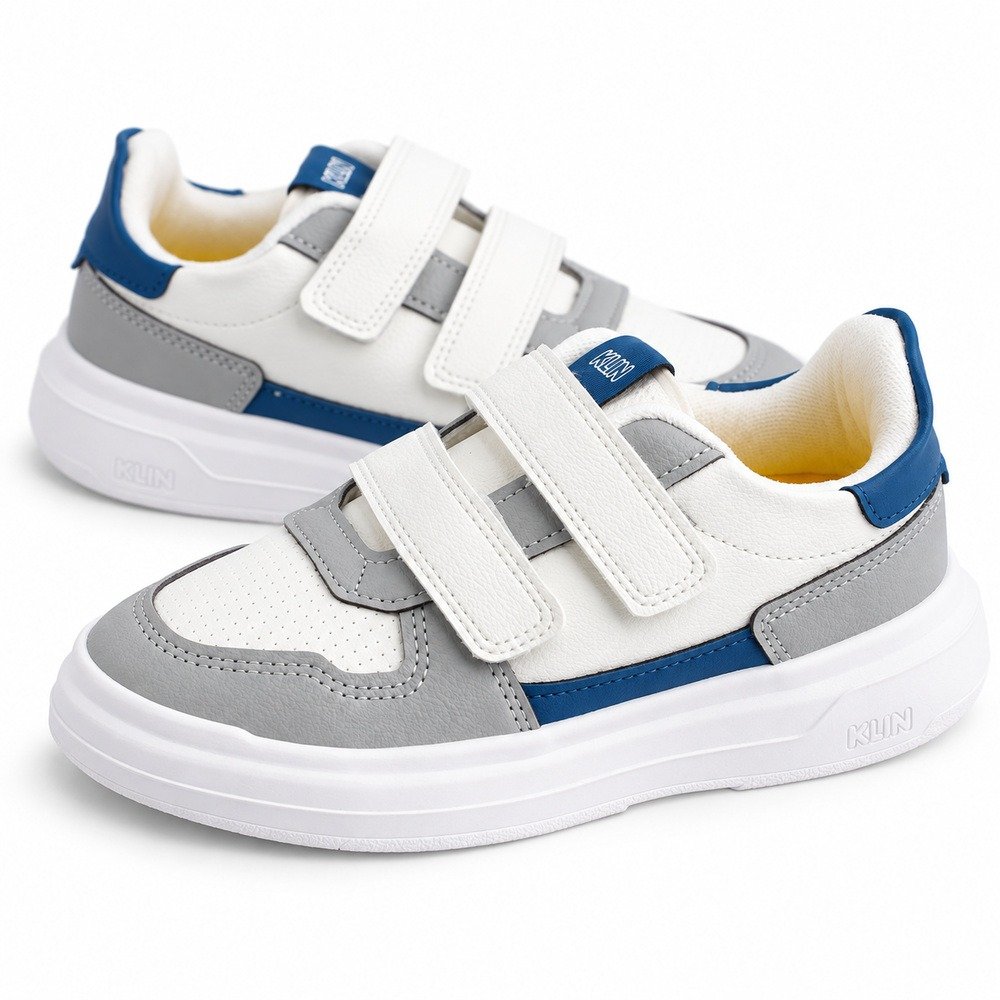 Tênis Klin Infantil Capri Mini branco, cinza e petróleo — foto 3