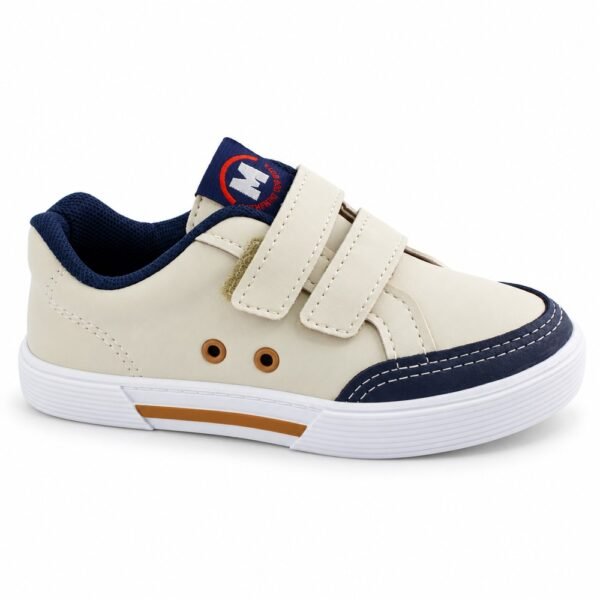 Tênis Molekinho Bebê Menino Off White e Marinho com Velcro 2136.279