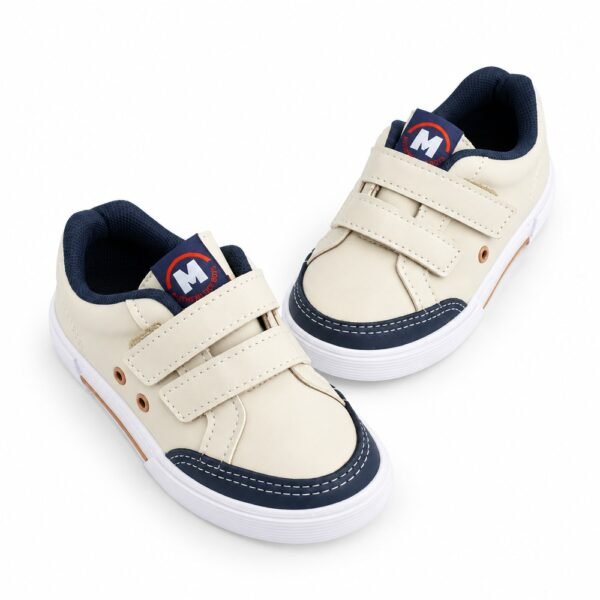 Tênis Molekinho Bebê Menino Off White e Marinho com Velcro 2136.279
