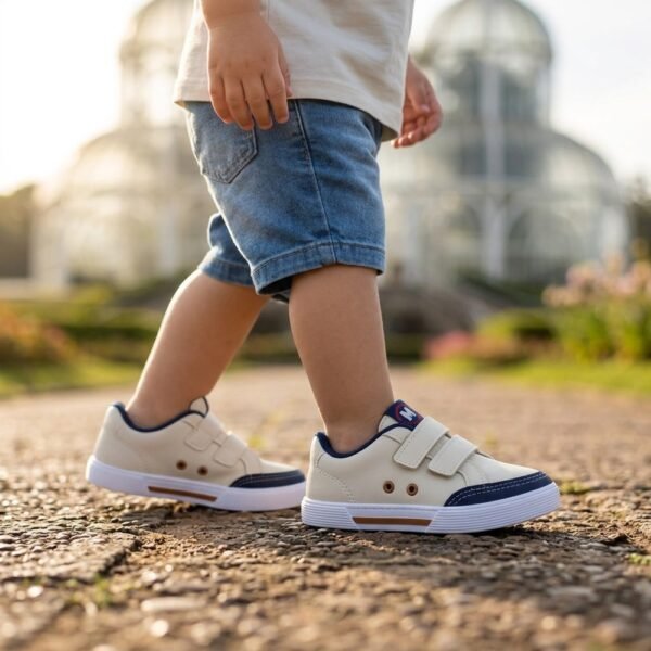Tênis Molekinho Bebê Menino Off White e Marinho com Velcro 2136.279