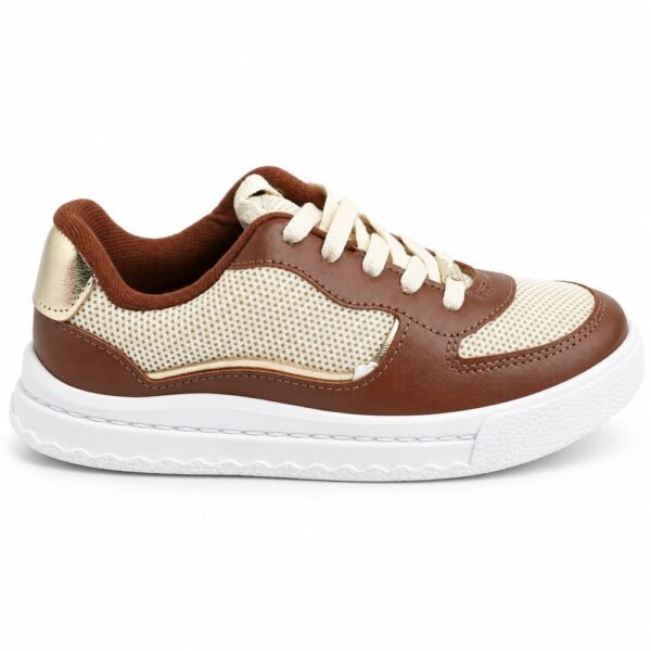 Tênis Infantil Molekinha Off White/Avelã/Dourado 2575.119.31641.109201