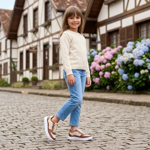 Tênis Infantil Molekinha Off White/Avelã/Dourado 2575.119.31641.109201