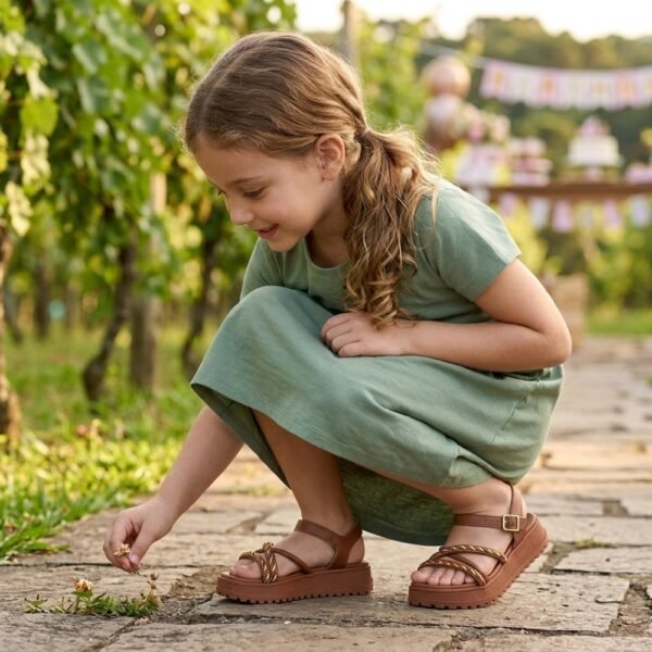 Sandália Infantil Molekinha Avelã/Ouro Rosado Strass 2375.101.31300.108245