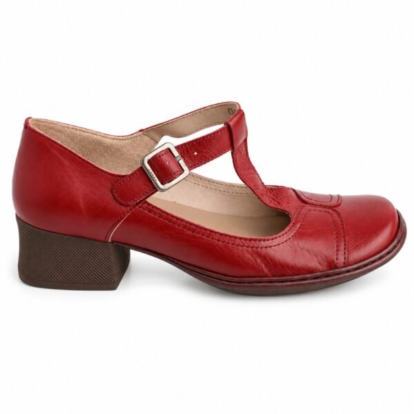 Sapato Feminino J.Gean Boneca Couro Vinho FE0048