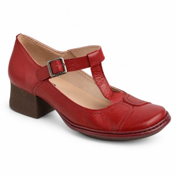 Sapato Feminino J.Gean Boneca Couro Vinho FE0048