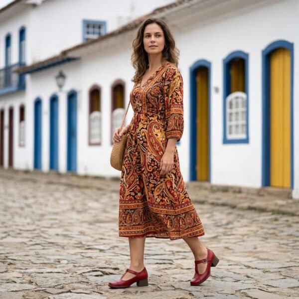 Sapato Feminino J.Gean Boneca Couro Vinho FE0048