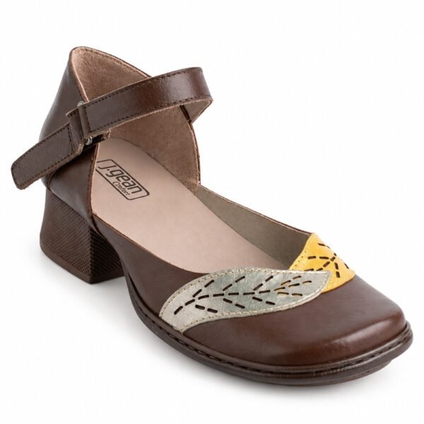 Sapato Feminino J.Gean Boneca Couro Café FE0051