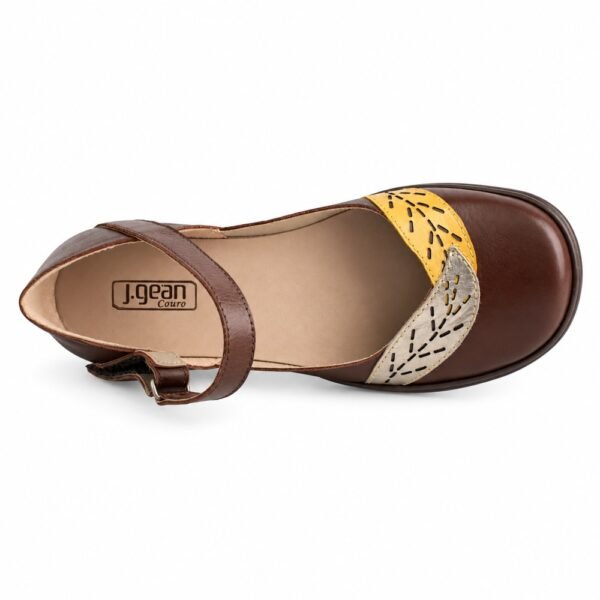 Sapato Feminino J.Gean Boneca Couro Café FE0051