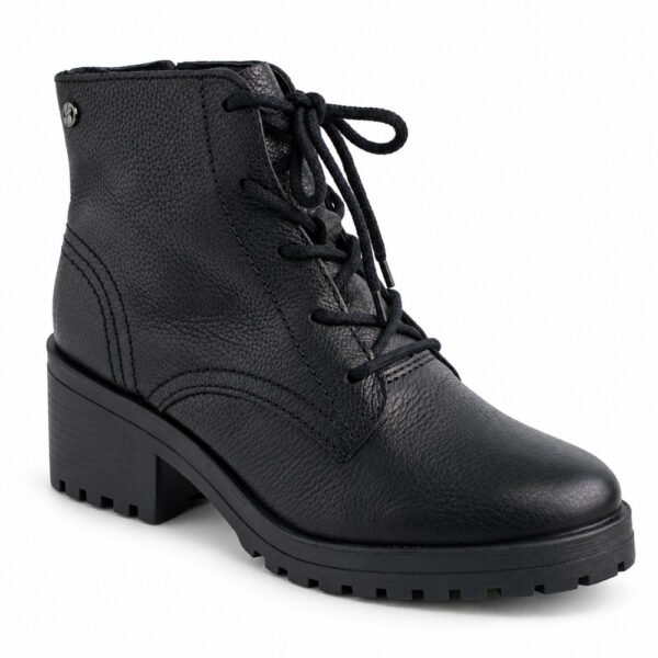 Bota Coturno Feminina Bottero em Couro Burnish Preto 349101