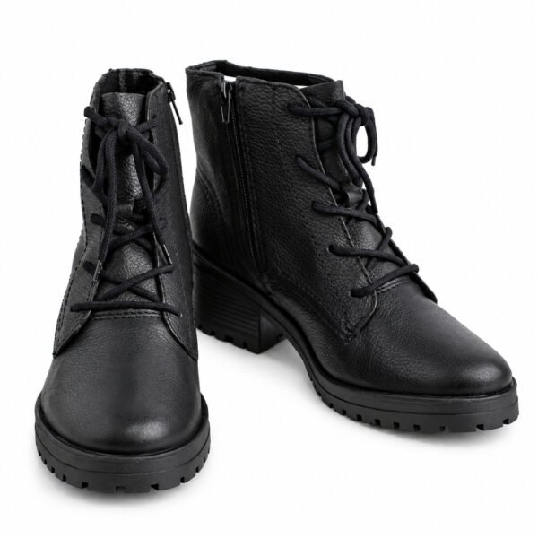 Bota Coturno Feminina Bottero em Couro Burnish Preto 349101