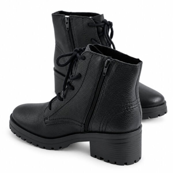 Bota Coturno Feminina Bottero em Couro Burnish Preto 349101