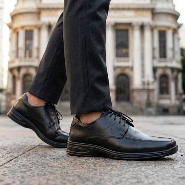 Sapato Masculino Bertelli Anti Shock de Amarrar 35.000 Confort Preto