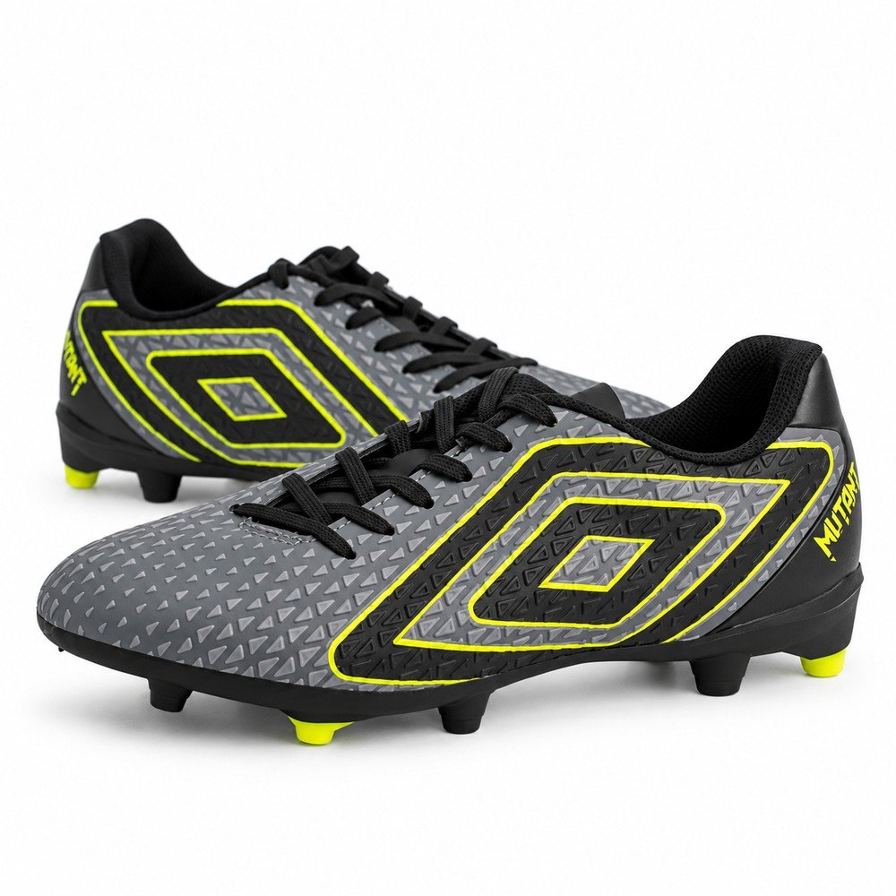 Chuteira Campo Umbro Mutant Grafite Preto e Verde Limão U01FB00223