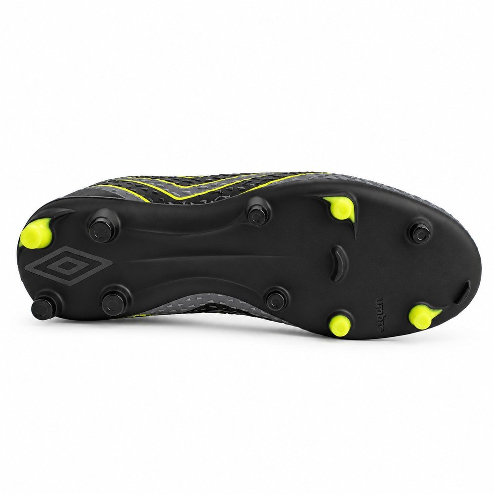 Chuteira Campo Umbro Mutant Grafite Preto e Verde Limão U01FB00223