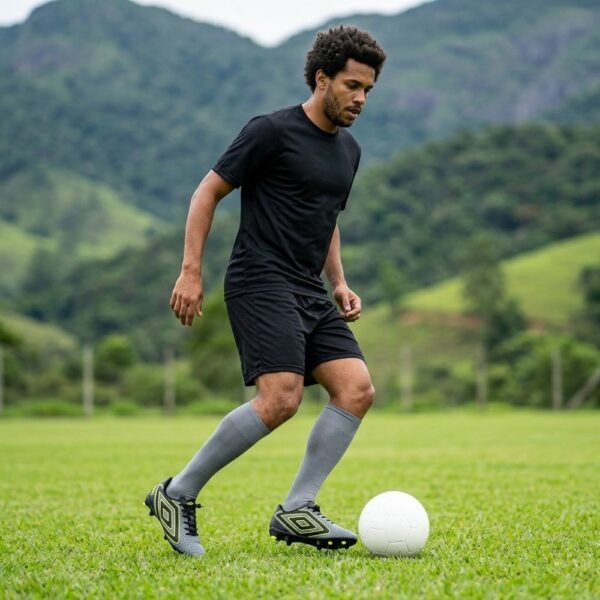 Chuteira Campo Umbro Mutant Grafite Preto e Verde Limão U01FB00223