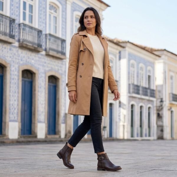 Bota Feminina Bottero em Couro Cano Baixo com Fivela Café 361730