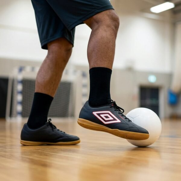 Chuteira Futsal Umbro Class Footballer Preto Branco e Vermelho U01FB00317