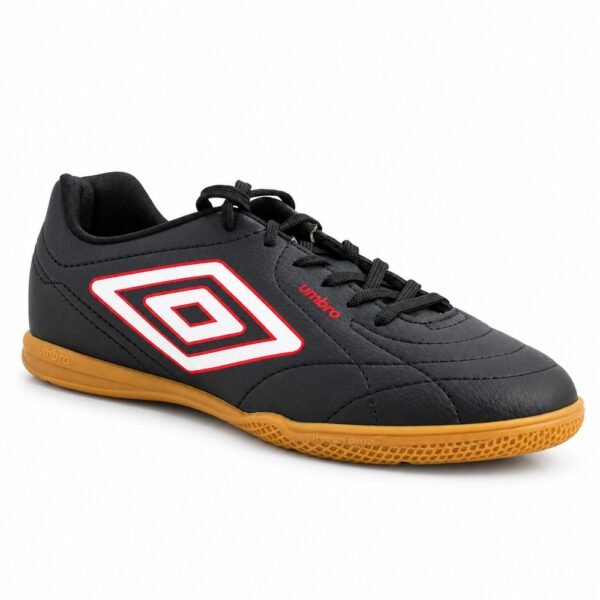 Chuteira Futsal Umbro Class Footballer Preto Branco e Vermelho U01FB00317