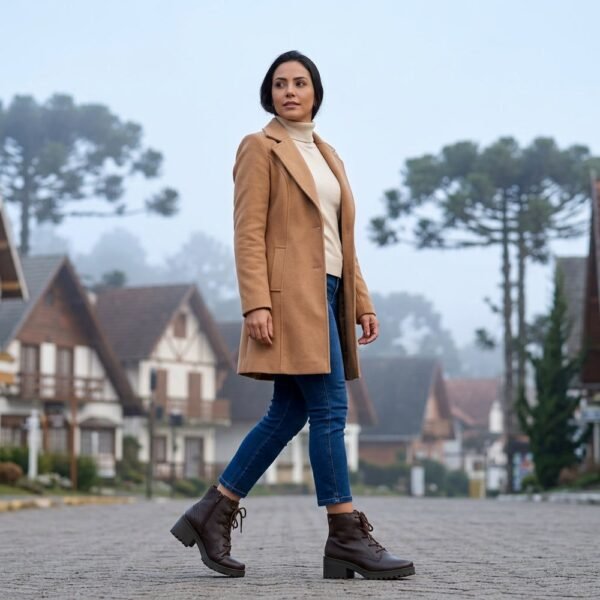 Bota Coturno Feminina Bottero em Couro Burnish Marrom 349101