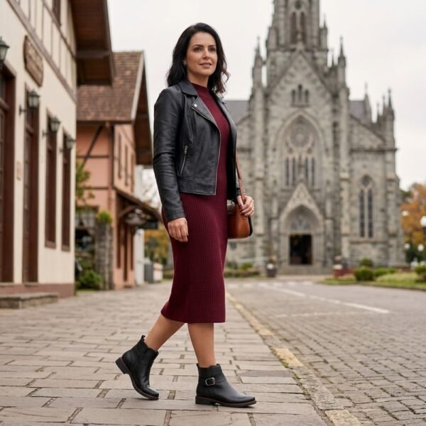 Bota Feminina Bottero em Couro Cano Baixo com Fivela Preto 361730
