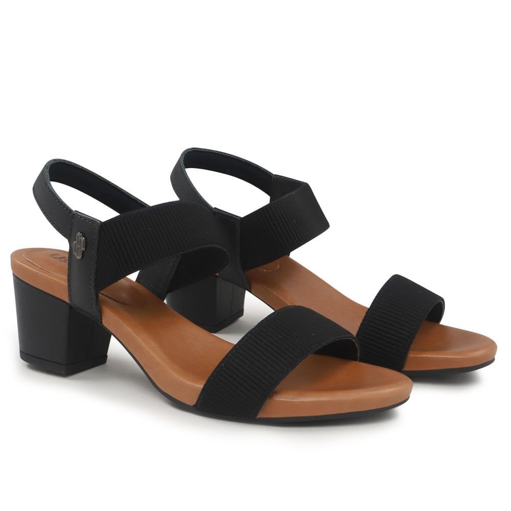 Sandália Usaflex Salto Bloco Preto Y8204